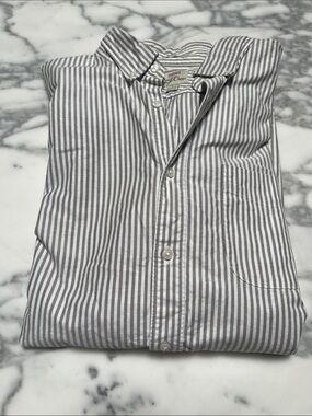 J. Crew Men's Slim Gray and White Striped Button-Down Shirt